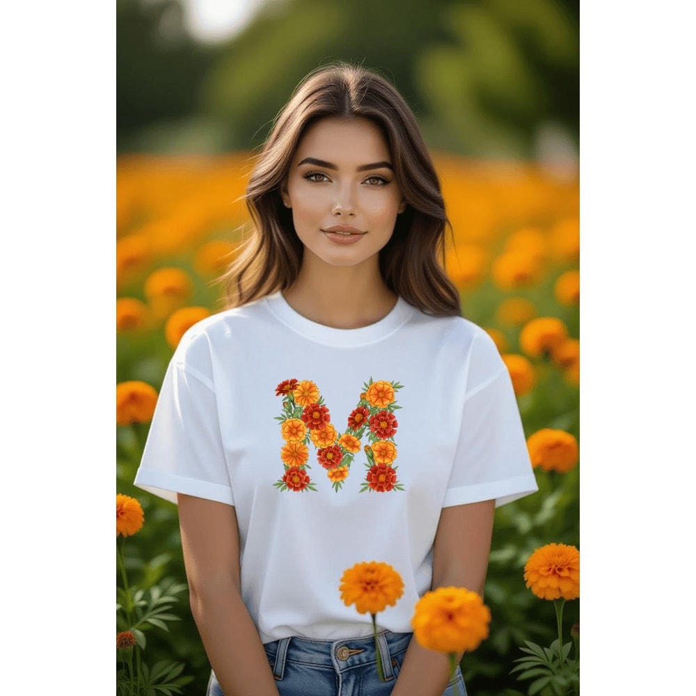 Watercolor Marigold Alphabet PNG Clipart October Birth Flower Floral Letters Floral Monogram Sublim 4