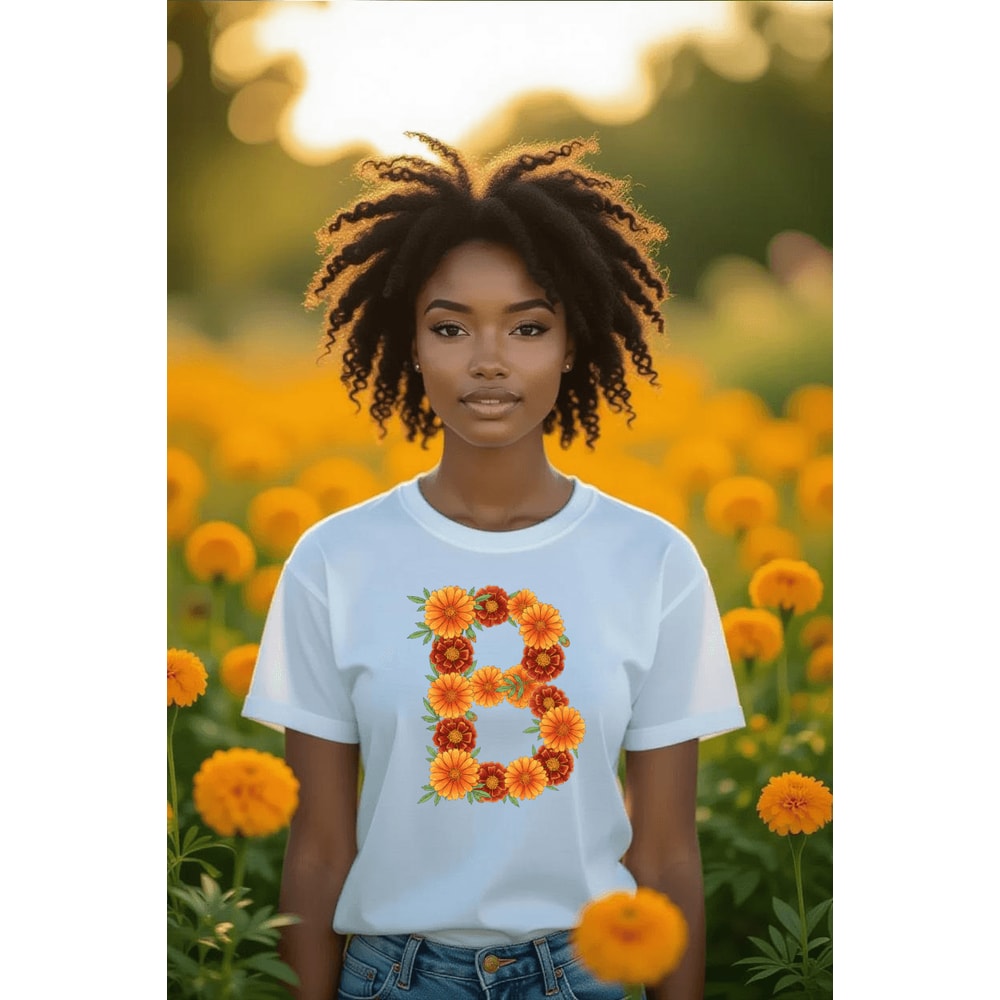 Watercolor Marigold Alphabet PNG Clipart October Birth Flower Floral Letters Floral Monogram Printa 12