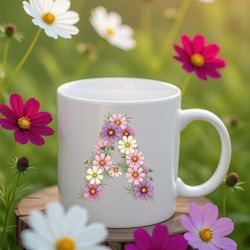 watercolor cosmos flower alphabet png clipart october birth flower monogram designs floral initial letters sublimation