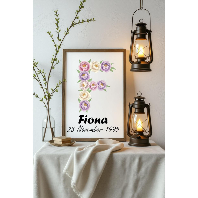 November Birth Month Flowers Alphabet Chrysanthemum  Peony Floral Letters PNG Floral Initial Letter 6