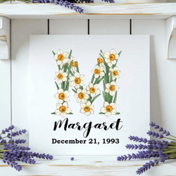 december birth flower alphabet clipart png narcissus holly letters bundle floral monogram sublimation designs commercial