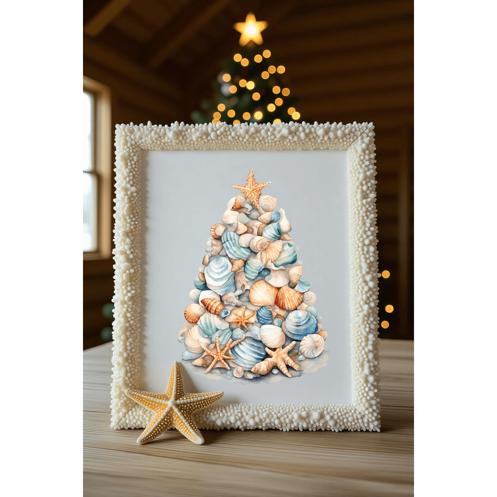 Beach Christmas Coastal Watercolor Clipart Bundle Nautical Christmas Graphics Festive Beach Waterco 12