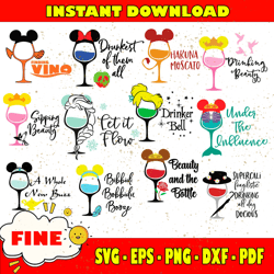 disney drinking beauty bundle svg high quality, 12 files disney mickey wine glass svg high quality