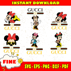 minnie mouse gucci logo bundle svg high quality, 6 files minnie mouse gucci svg high quality