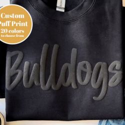 custom team name sweatshirt, custom mascot sweatshirt, bulldogs font
