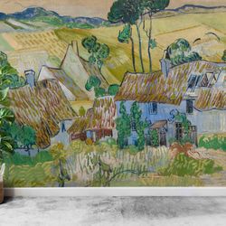 3d wall paper,farms near auvers,paper wall artmodern wall paper,oil painting print,lnadscape wall art,