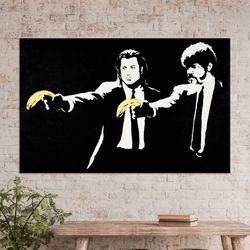 3d wall art, canvas print, canvas gift, banksy banana gun, painting canvas art, banksy banana art, graffiti 3d canvas,