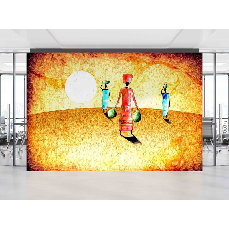 Abstract Sunset Wall Paper,Paper Wall ArtModern Wall Paper,African Wall Decor,Bright Wall Paper,Desert Landscape Mural,.jpg