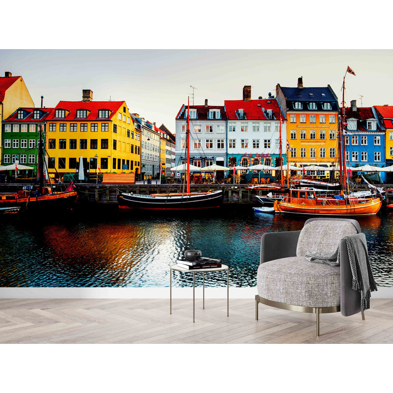 3d Wall Paper,Wall Paper Peel and Stick,Denmark Nyhavn View,Copenhagen Wall Decor,Modern Wall Paper,City Landscape Wall Poster,.jpg