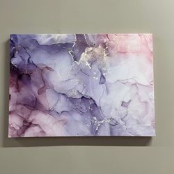 3d wall art, canvas print, canvas decor, purple and pink marble, luxury marble wall art, alcohol ink canvas, purple marb