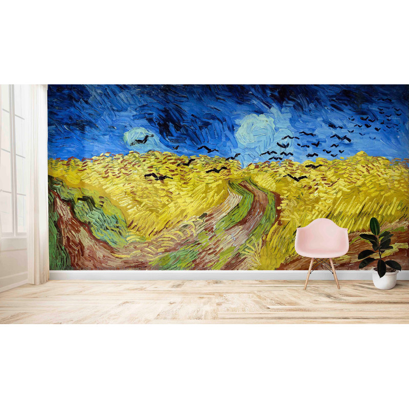 3d Wall Paper,Wheatfield with Crows,Custom Wall Paper,Vincent Van Gogh Wall Art,Wall Paper Peel and Stick,Field Landscape Wallpaper,.jpg