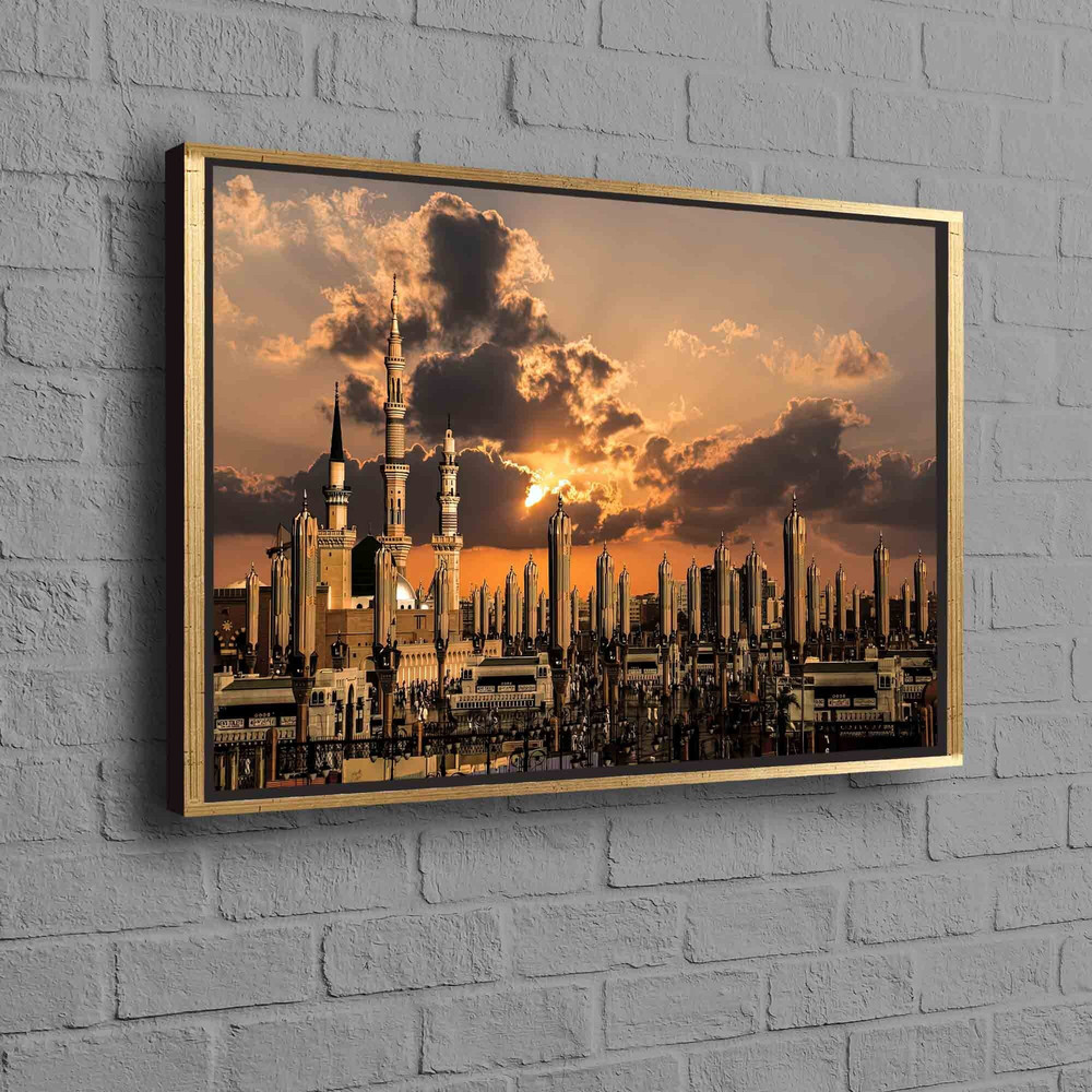 Islamic Poster, Islamic Landscape Printed, Muslim Canvas, Masjid Nabawi Art Canvas, Sunrise Printed, Muslim Home Artwork,.jpg