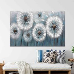 living room wall art, canvas wall art, canvas art, dandelion, abstract dandelion artwork, dandelion lover gift canvas pr