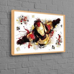 iron man painting, kids room canvas art, children printed, marvel wall decor, cartoon printed, kids wall art, iron man w