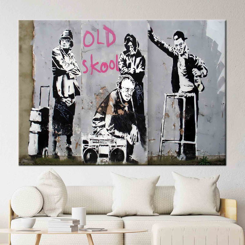 Iconic Banksy Old Skool Grannies, Graffiti Printed, Abstract Wall Art, Banksy Old Skool Canvas, Banksy Art Canvas, Street Wall Art,.jpg
