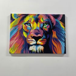 modern canvas decor, lion canvas, abstract lion wall decor, animal canvas, colorful canvas, abstract canvas art, colorfu