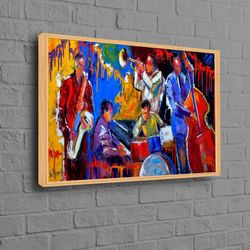 jazz music painting, musical instruments canvas, oil painting print, music room decor, abstract music poster, jazz music