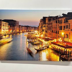 landscape art, cityscape canvas, night canvas art, city art canvas, italy art canvas, canal canvas art, venice wall deco