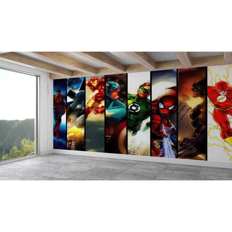 Marvel Wall Paper, Personalized Wallpaper, Boy Room Wall Paper, Super Heros Wall Stickers, Children Wall Print, Papercraft 3D, Heros Art,.jpg