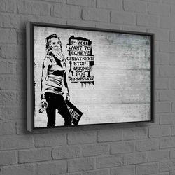 if you want to achieve greatness, woman graffiti poster, woman street artwork, abstract wall art, banksy girl poster, co