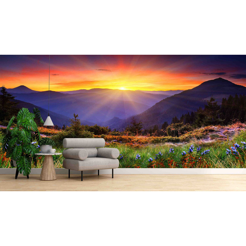 Mountain Landscape Wall Decals, Sunrise Landscape Digital Paper, View Wall Mural, Nature Landscape Wall Art, Room Wall Decor, View Wall Art.jpg