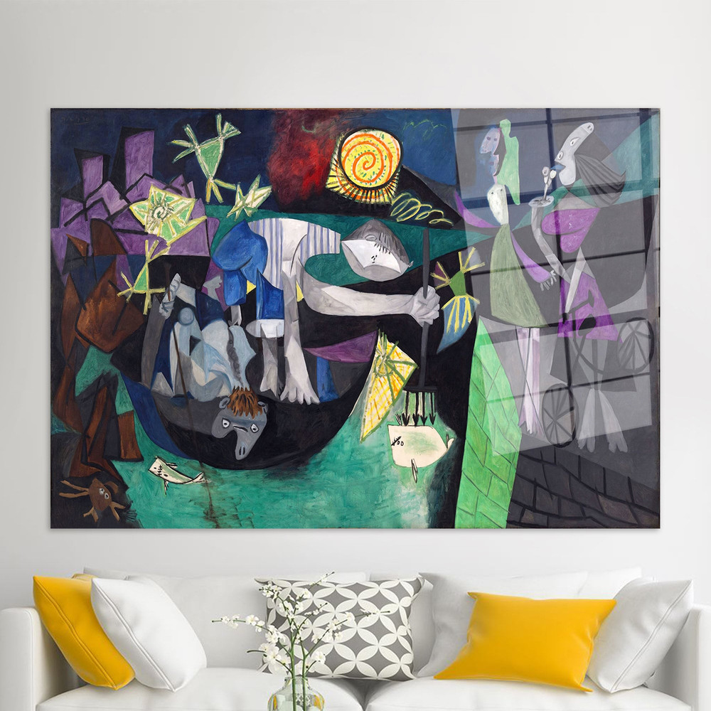 Pablo Picasso Night Fishing At Antibes, Glass Custom For Art, Famous Glass Wall, Glass Wall Art, Glass Wall Art Modern, Picasso Glass Wall,.jpg