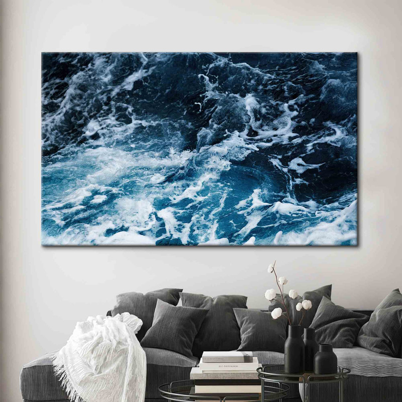 Large Wall Art, Living Room Wall Art, Wall Art, Aesthetic Ocean, Ocean Landscape 3D Canvas, Blue Ocean Wave Canvas Print, Blue Canvas Poster.jpg