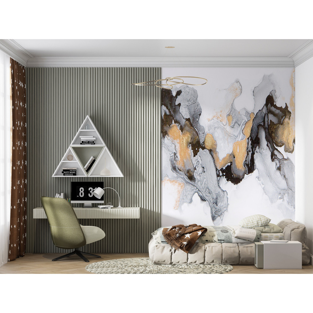 3D Wallpaper, Wall Decorations, Stick On Wallpaper Art Deco, Gift For The Home, Gray and Gold Marble Paper Craft, Gray Wall Poster,.jpg