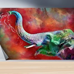 abstract elephant wall paper, cute elephant wall paper, animal paper craft, colorful elephant mural, 3d papercraft, wall