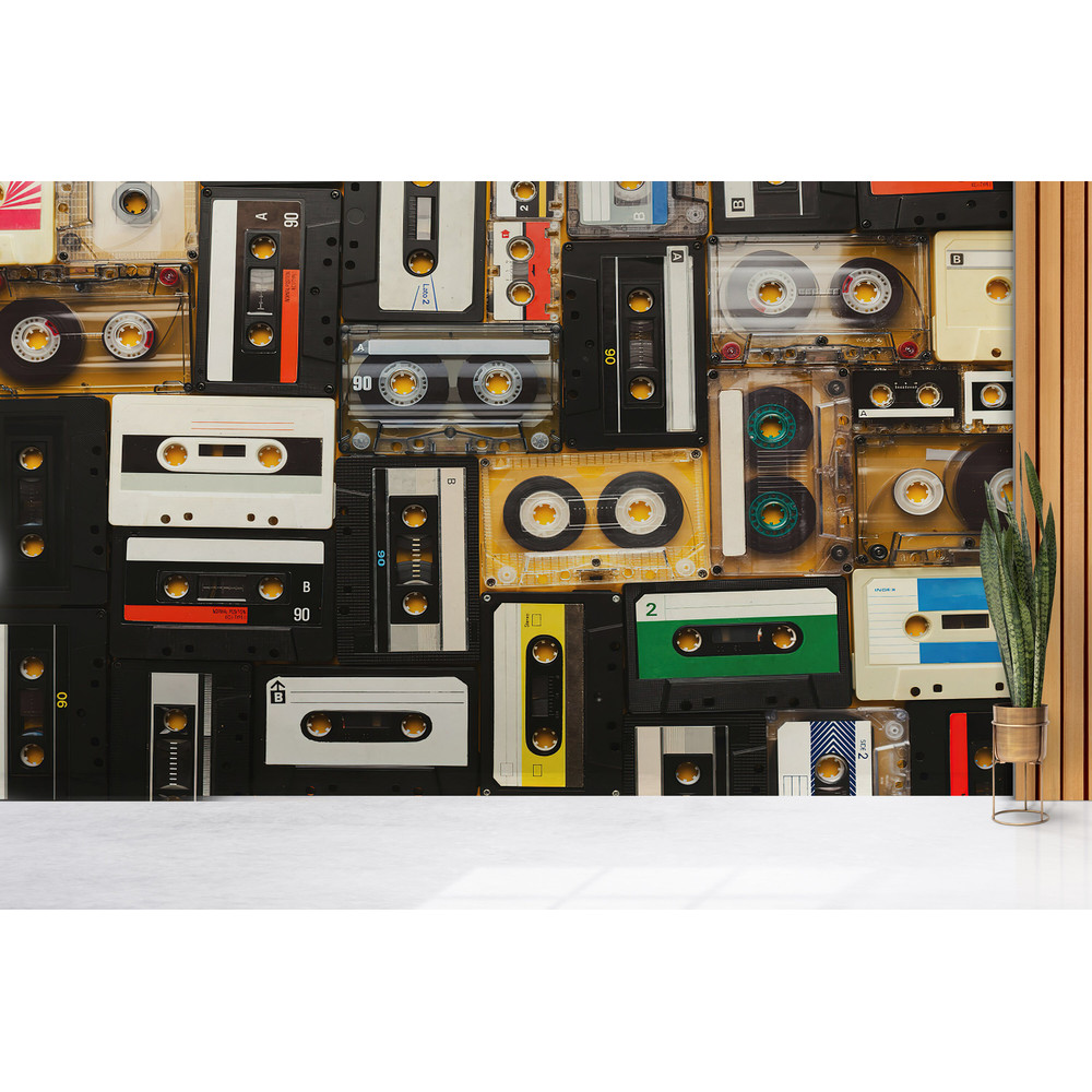 3D Wall Decor, Music Wall Decor, Retro Audio Cassette Wall Painting, Wallpaper Mural, 3D Wallpaper, Wall Paper, Living Room Wallpaper,.jpg