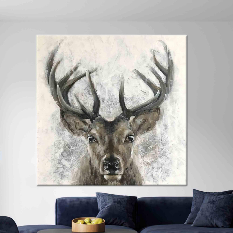 Animal Art Canvas, Bridesmaid Gifts, Deer Lover Gift Wall Hanging, Farmhouse Glass Wall, Deer Glass, 3D Canvas, Living Room Decor Art,.jpg