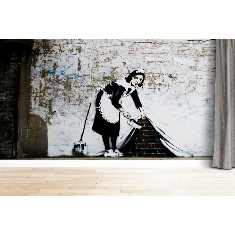 Banksy Maid Graffiti Wall Decals, Abstract Wallpaper, Banksy Woman Wallpaper, Woman Graffiti Wall Paper, Wall Covering, Loft Wall Art,.jpg