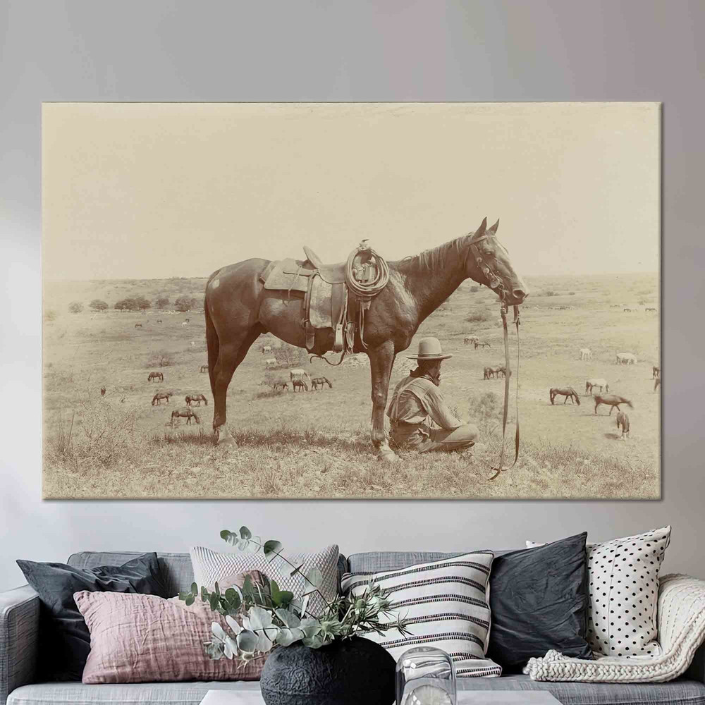 Animal Wall Decoration, Texas Cowboy Glass Art Wall Decor, Farmhouse Canvas Poster, Horse Lover Gift Glass Wall Art, Framed Wall Decor,.jpg