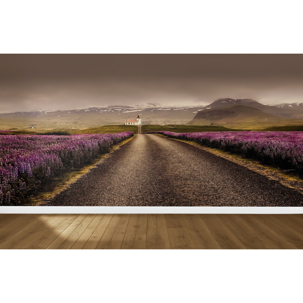 3D Wallpaper, Wall Mural Wallpaper, Wall Paper Peel And Stick, Gift For The Home, Flowery Road Landscape Paper Art, Rainy Day Paper Art,.jpg