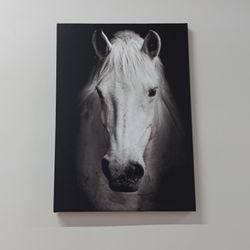 animal printed, white horse glass art, 3d wall art glass, modern art, black and white wall art, stained glass artwork, h