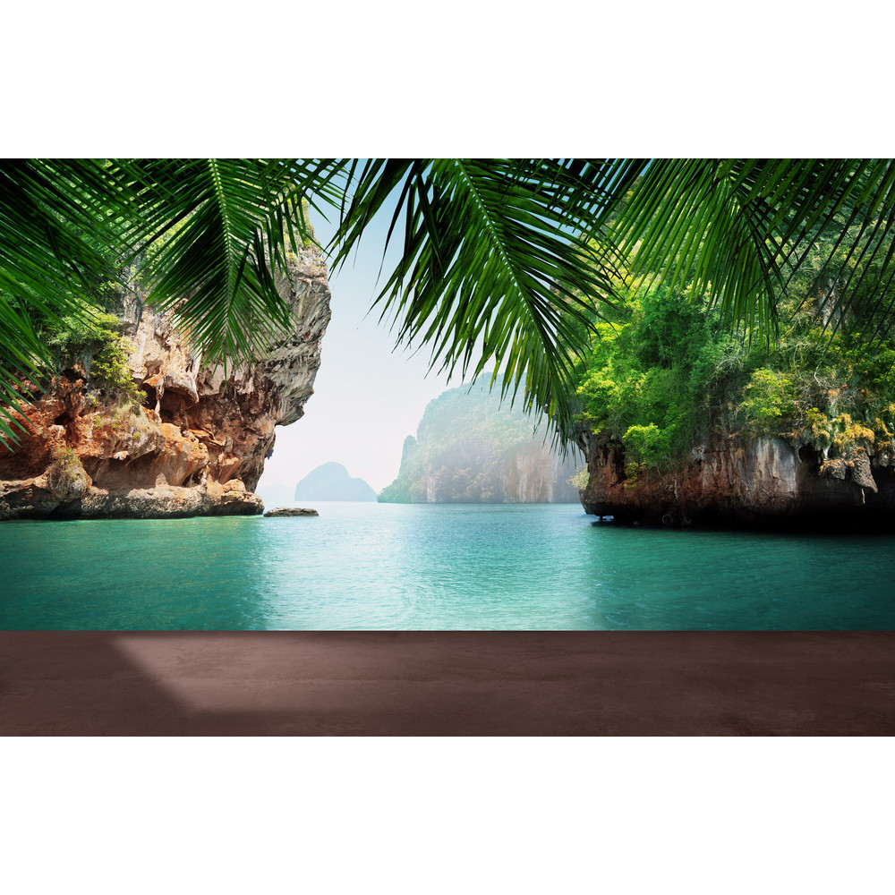 3D Papercraft, Bright Wall Paper, Paper Crafts, Gift For The Home, Tropical Sea View Wall Print, Tropical Landscape Mural, Wall Covering,.jpg