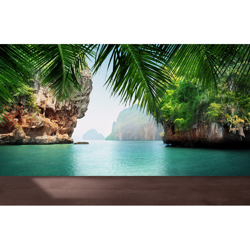 3D Papercraft, Bright Wall Paper, Paper Crafts, Gift For The Home, Tropical Sea View Wall Print, Tropical Landscape Mural, Wall Covering,.jpg