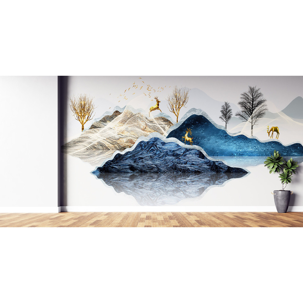 3D Wall Mural, Mountain Wallpaper, View Mural, Wallpaper By The Yard, Stylish 3D Wallpaper, Minimal Mountain Wallpaper, Modern Wallpaper,.jpg