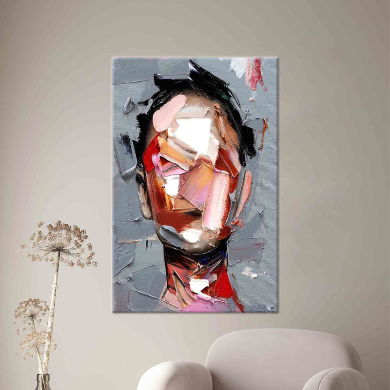Abstract Face Painting Art Wall Decor, Abstract Face Painted Glass, Modern Canvas Decor, Oil Art Decor, Christmas Decor, Wall Decoration,.jpg