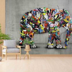 banksy elephant wall art, banksy graffiti wall art, painting paper craft, elephant graffiti wall paper, paper crafts, co