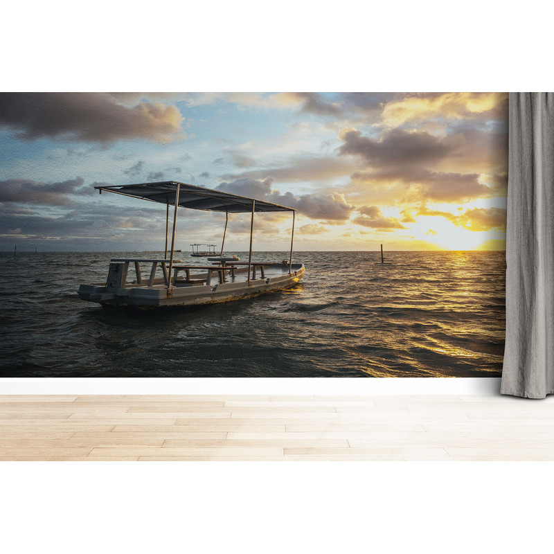 3D Wallpaper, Wallpaper Peel And Stick, Paper Anniversary, Seascape Wall Paper, Landscape Wall Mural, Boat on the Sea Landscape Wallpaper,.jpg