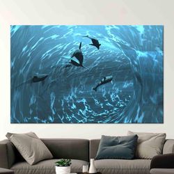 Aquarium Wall Decor, Animal Wall Art, Underwater Wall Art, Sea Landscape Art, Blue Wall Art, 3D Glass Art, Framed Wall A