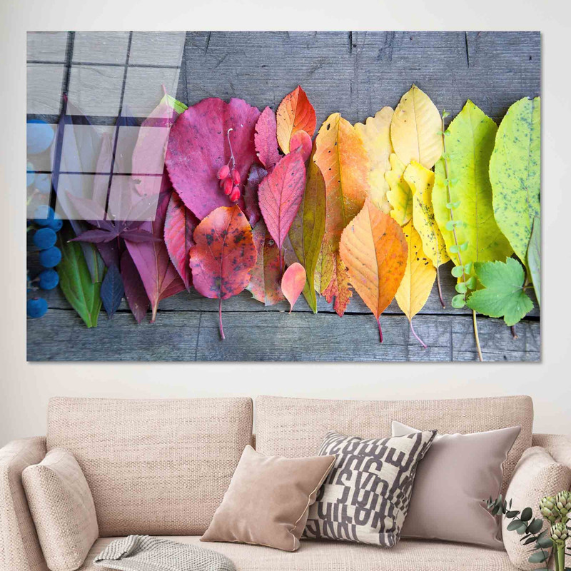 Autumn Canvas Print, Landscape Wall Decor, View Wall Art Decor, Autumn Colorful Leaves Glass Wall, 3D Wall Art, Farmhouse Wall Art Canvas,.jpg