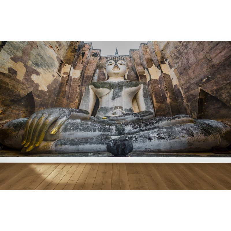 3D Paper Wall Art, Wallpaper By The Yard, Accent Wall, Gift Wallpaper, Sukhothai Historical Park Buddha Statue Paper Art, Hindu Home Decor,.jpg