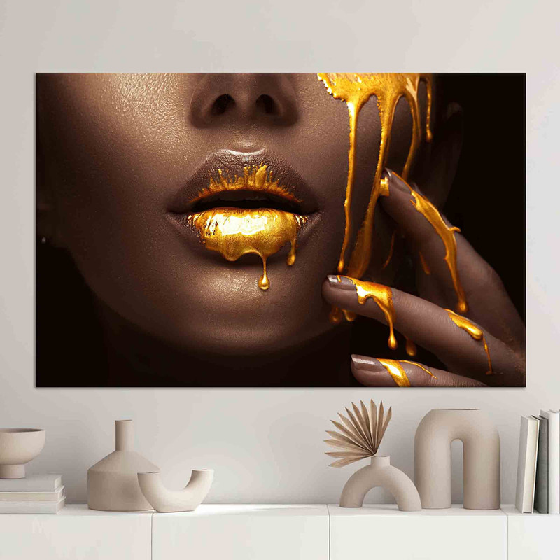 African Woman Decor, Woman Canvas Art, Gold Make Up Woman Print, African Wall Decor, Personalized Gift, 3D Poster, Luxury Wall Art, Canvas,.jpg