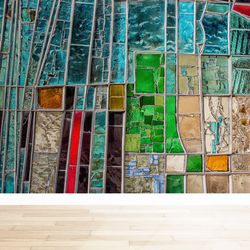 3d wall art, art deco wallpaper, colorful glass effect wallpaper, modern wallpaper, 3d printing, stained glass wallpaper