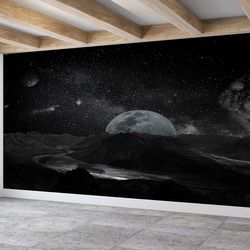 3D Wall Mural, Do It Yourself, Self Adhesive Paper, Gift Wallpaper, Starry Sky Landscape Wallpaper, Sky Landscape Wallpa