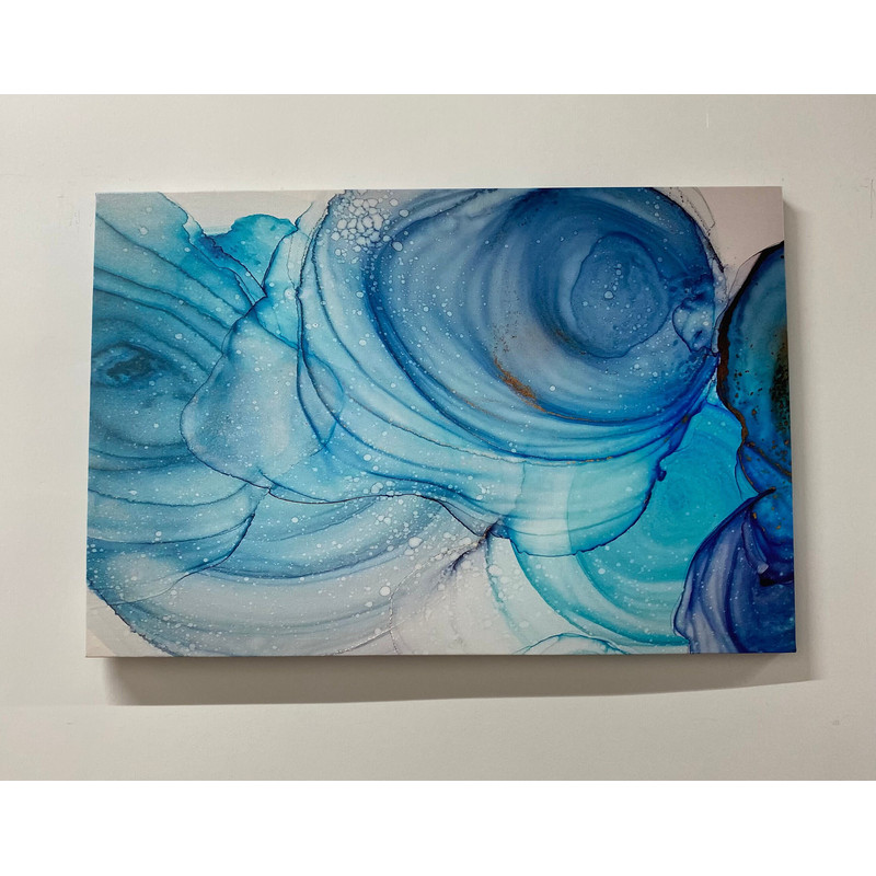 Alcohol Ink Printed,  Blue Marble Glass Wall Art, Abstract Marble Glass Panel, Canvas Wall Art Poster, Personalized Gift For Mom Wall Decor,.jpg