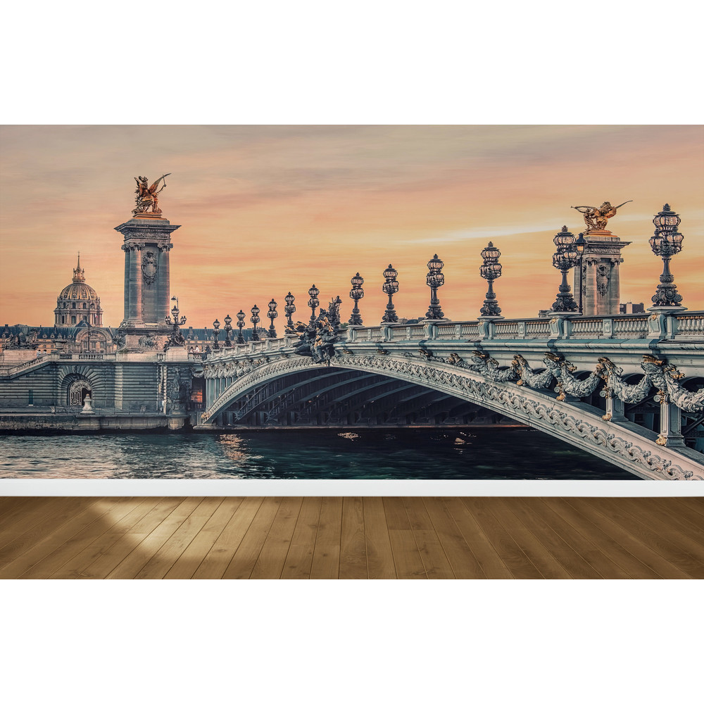 Alexandre III Bridge Wall Decals, Sunset In Paris Wall Art, Bridge View Wallpaper, Paris Landscape Wallpaper, Gift For Him, Custom Wall Art,.jpg