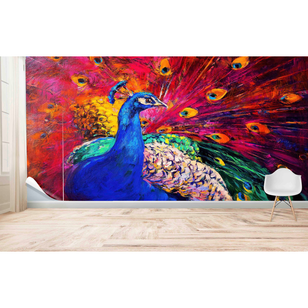 Animal Wall Decor, Colorful Wallpaper, Digital Paper, Peacock Wall Paper, 3D Paper Wall Art, Mural, 3D Papercraft, 3D Wall Art, Luxury Decor.jpg